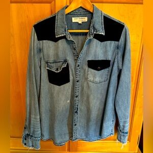 Lucky Brand Remade women’s large denim western shirt.